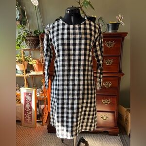 notPERFECTLINEN Black and White Checkered Shift Dress Dress